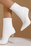 Lutaotie Crystal Heel Stretch Mid Calf Skinny Boots