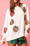 Lutaotie Sequin Christmas Printed Long Sleeve Sweatshirt