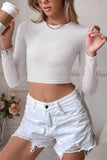 Lutaotie Solid Backless Twist Long Sleeve Tops