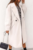 Lutaotie Solid Double Breasted Lapel Long Coat