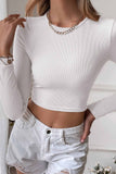 Lutaotie Solid Backless Twist Long Sleeve Tops