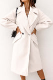 Lutaotie Solid Double Breasted Lapel Long Coat