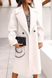 Lutaotie Solid Double Breasted Lapel Long Coat