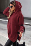 Lutaotie Solid Color Pocket Slit Hoodie