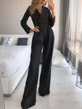 lutaotie Solid Long Sleeve Slim Fit Jumpsuit