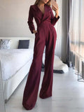 lutaotie Solid Long Sleeve Slim Fit Jumpsuit