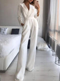 lutaotie Solid Long Sleeve Slim Fit Jumpsuit