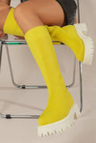 Lutaotie Knitted Platform Knee High Boots