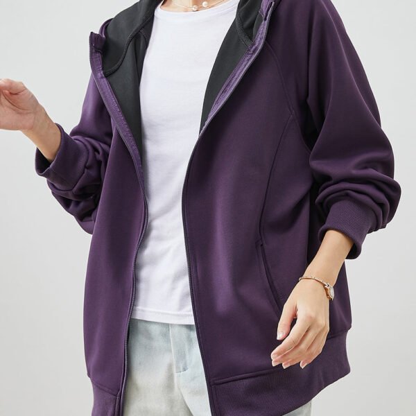 Organic Purple Hooded Cotton Sweatshirts Coats Spring