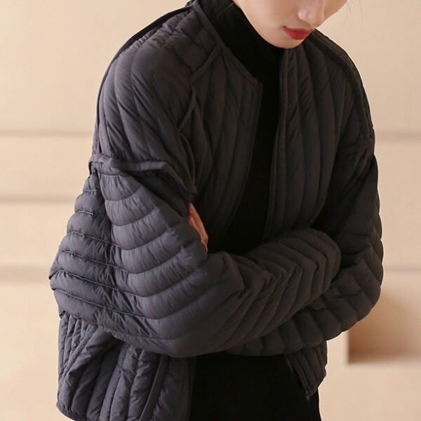 Chic Black Zip Up Warm Duck Down Puffer Coat Winter