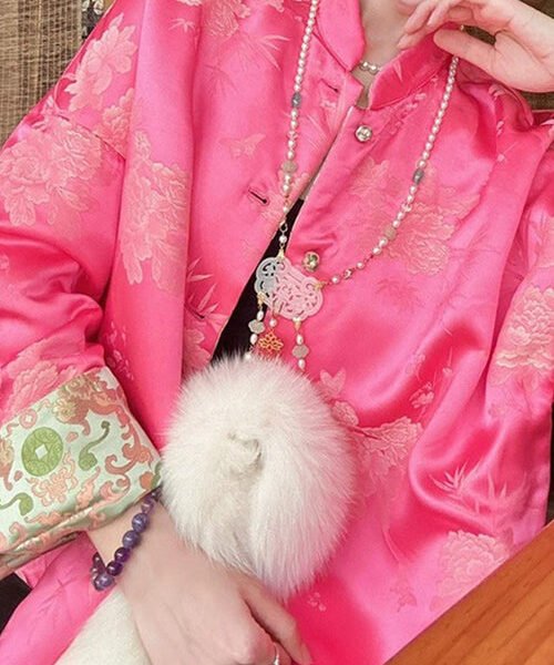 New Rose Button Wear On Both Sides Silk Coats Long Sleeve