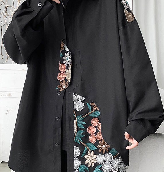 Black Button Cotton Neutral Coats Peter Pan Collar Long Sleeve