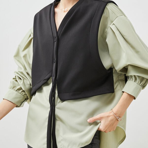 Unique Black Oversized Patchwork Cotton Coats Spring