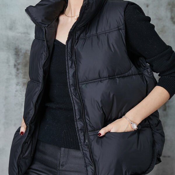 Classy Black Thick Pockets Duck Down Vests Winter