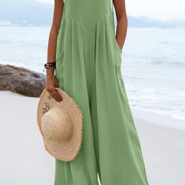 Sleeveless Button-down Jumpsuits