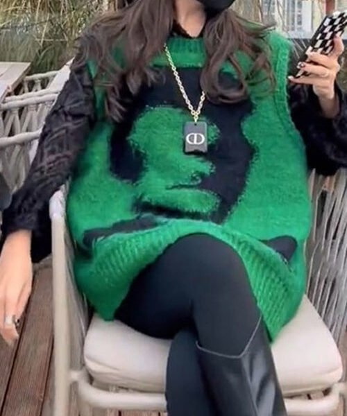 Jacquard Green O Neck Cozy Knit Waistcoat Sleeveless