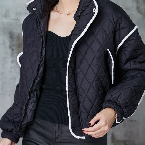 Fine Black Oversized Patchwork Fine Cotton Filled Coats Spring