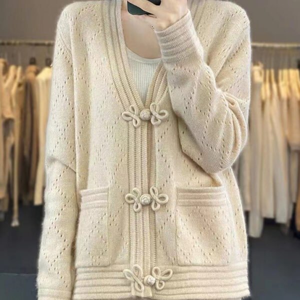 French Camel Solid Button Pockets Wool Coat Spring