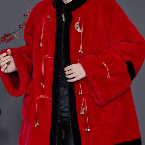 Bohemian Red Tasseled Patchwork Mink Velvet Coats Spring