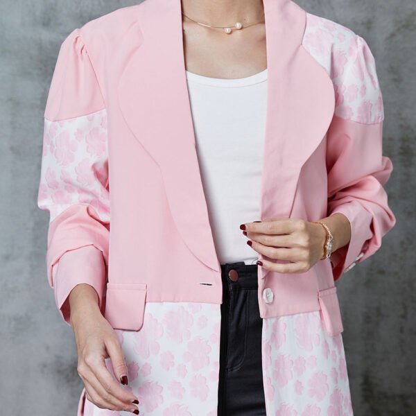 Original Design Pink Print Patchwork Cotton Coats Spring