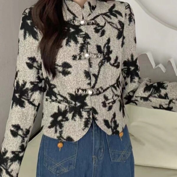 Vintage Stand Collar Chinese Button Cotton Short Coat Spring
