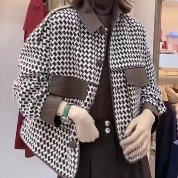 French Coffee Peter Pan Collar Button Cotton Coat Long Sleeve
