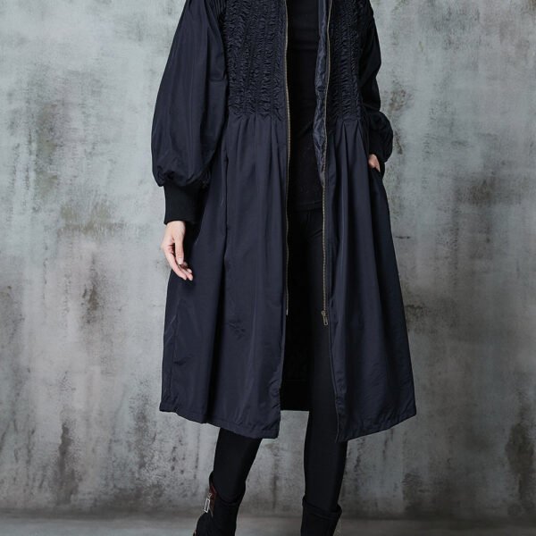 Women Black Oversized Wrinkled Duck Down Puffers Jackets Winter