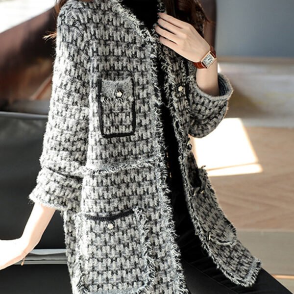 Boho Black Tasseled Plaid Cotton Coats Spring